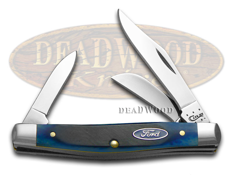 Case xx Ford Motor Company Blue Bone Medium Stockman Stainless Pocket Knife Knives