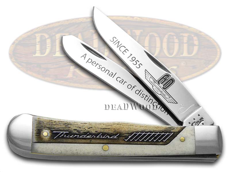 Case XX Ford Thunderbird 60th Ann. Embossed Bone Trapper Stainless Pocket Knife