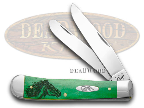 Case xx Smooth Green Bone Wild Mustang 1/500 Trapper Pocket Knife Knives