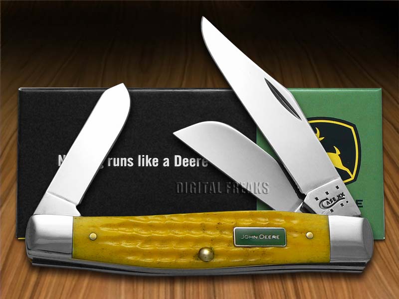 CASE XX John Deere Yellow Bone Large Stockman Stainless Pocket Knives