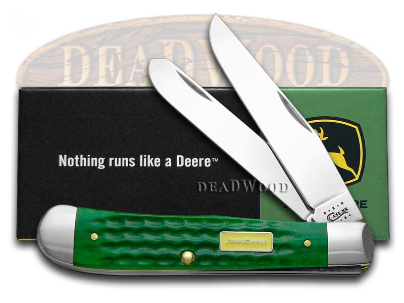 Case xx John Deere Trapper Knife Jigged Green Bone Stainless Pocket