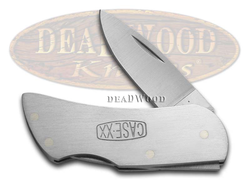 Case XX Engraved Logo Brushed Stainless Small Executive Lockback Pocket Knife