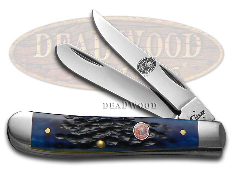 Case XX Eagle Scout Jigged Navy Blue Bone Mini Trapper Stainless Pocket Knife