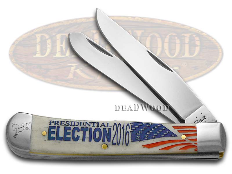 Case XX Presidential Election 2016 Democrat Natural Bone Stainless Trapper Pocket Knife