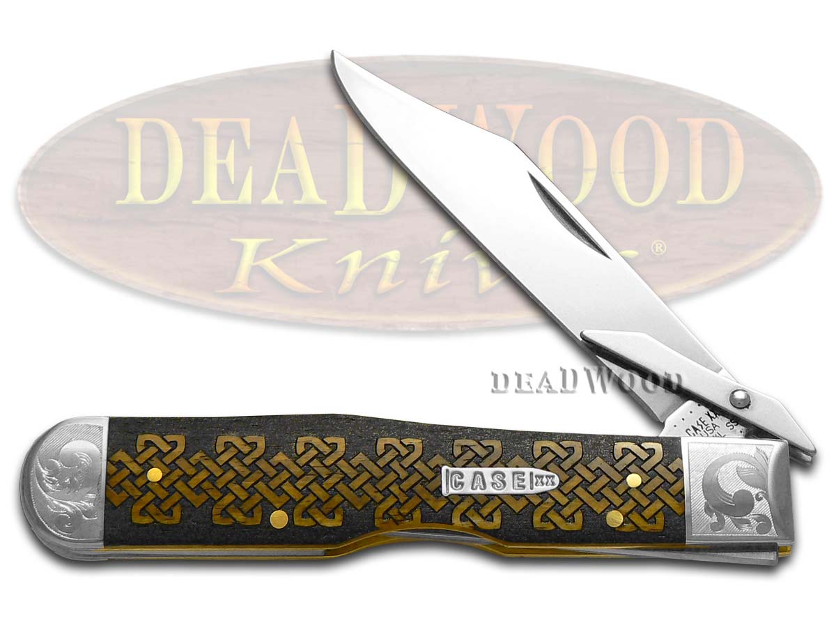 Case XX Celtic Knot Antique Bone Cheetah Scrolled 1/200 Stainless Pocket Knife