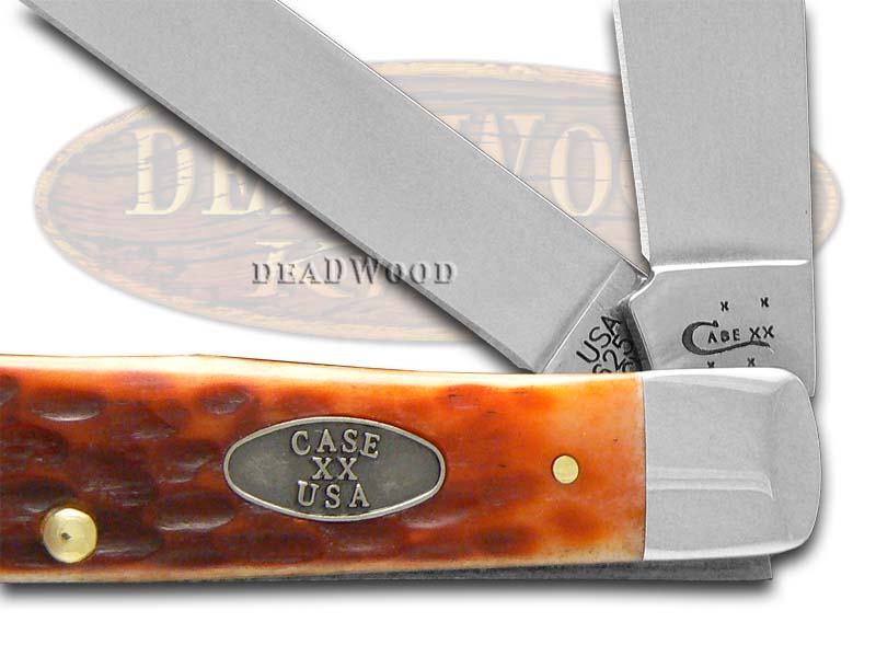 Case xx Trapper Knife Pocket Worn Jigged Whiskey Bone CV Pocket Knives