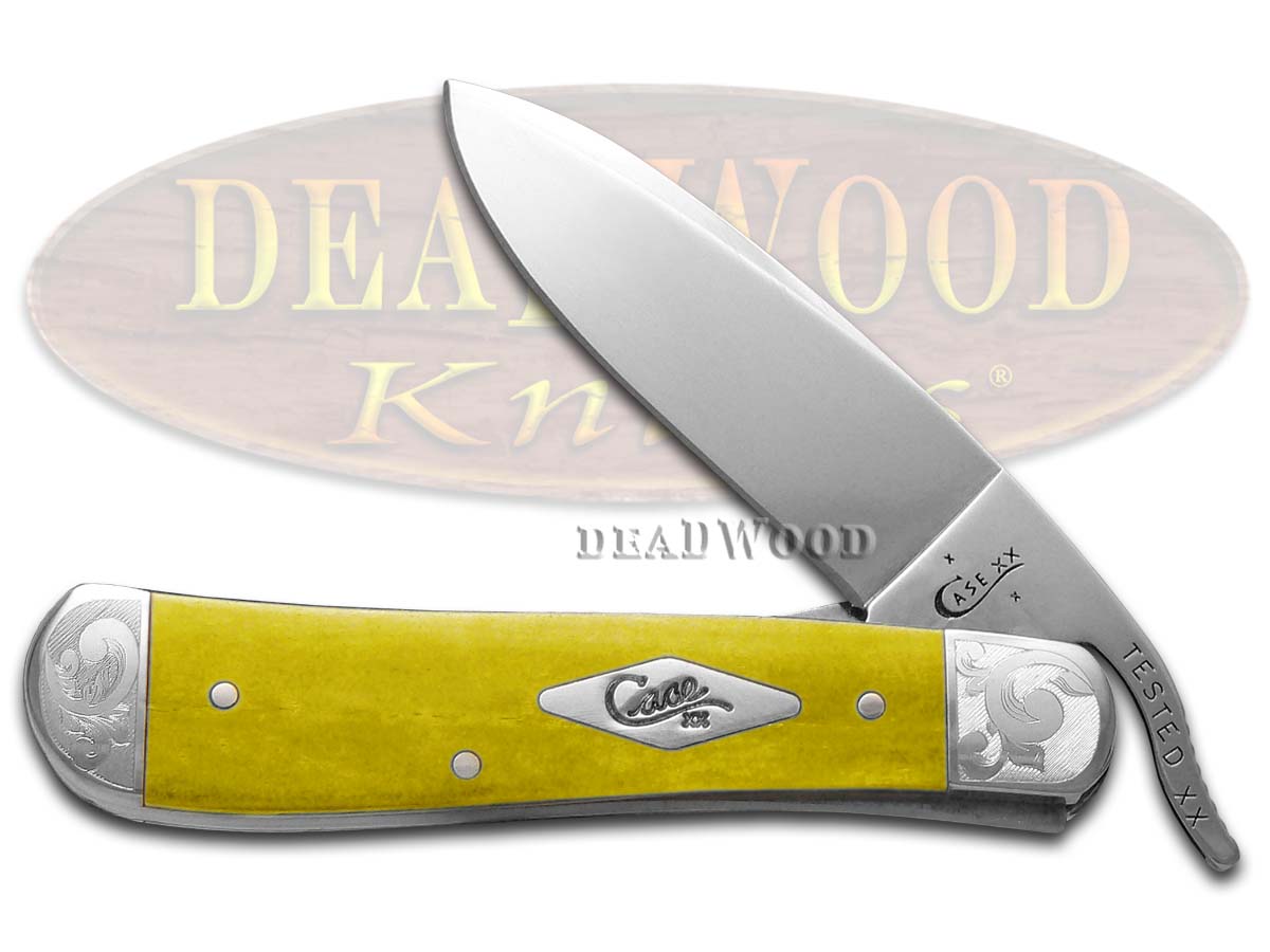 Case XX Smooth Yellow Bone Scrolled Russlock 1/200 Stainless Pocket Knife