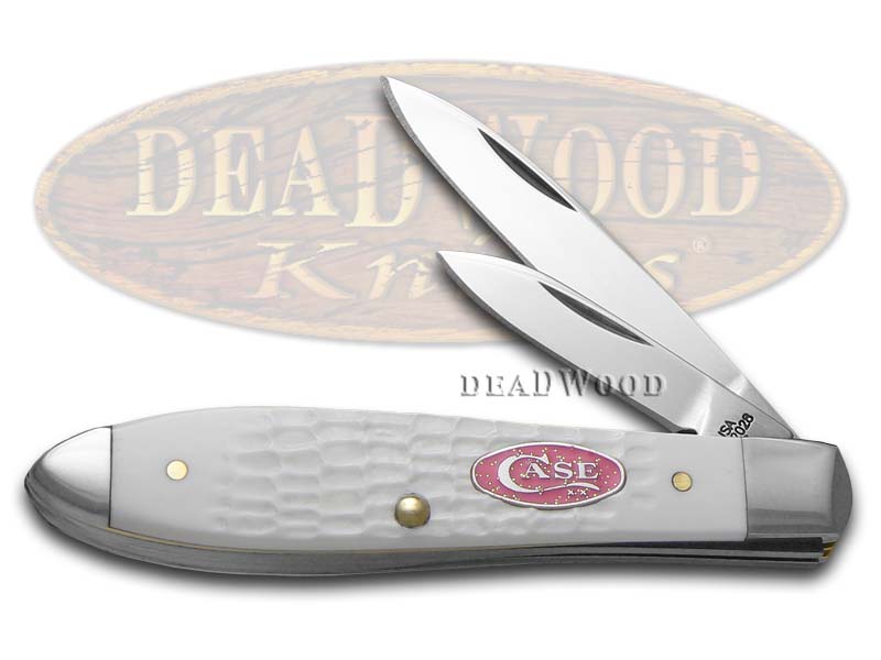 Case XX Jigged White Delrin Tear Drop Jack Stainless Pocket Knife