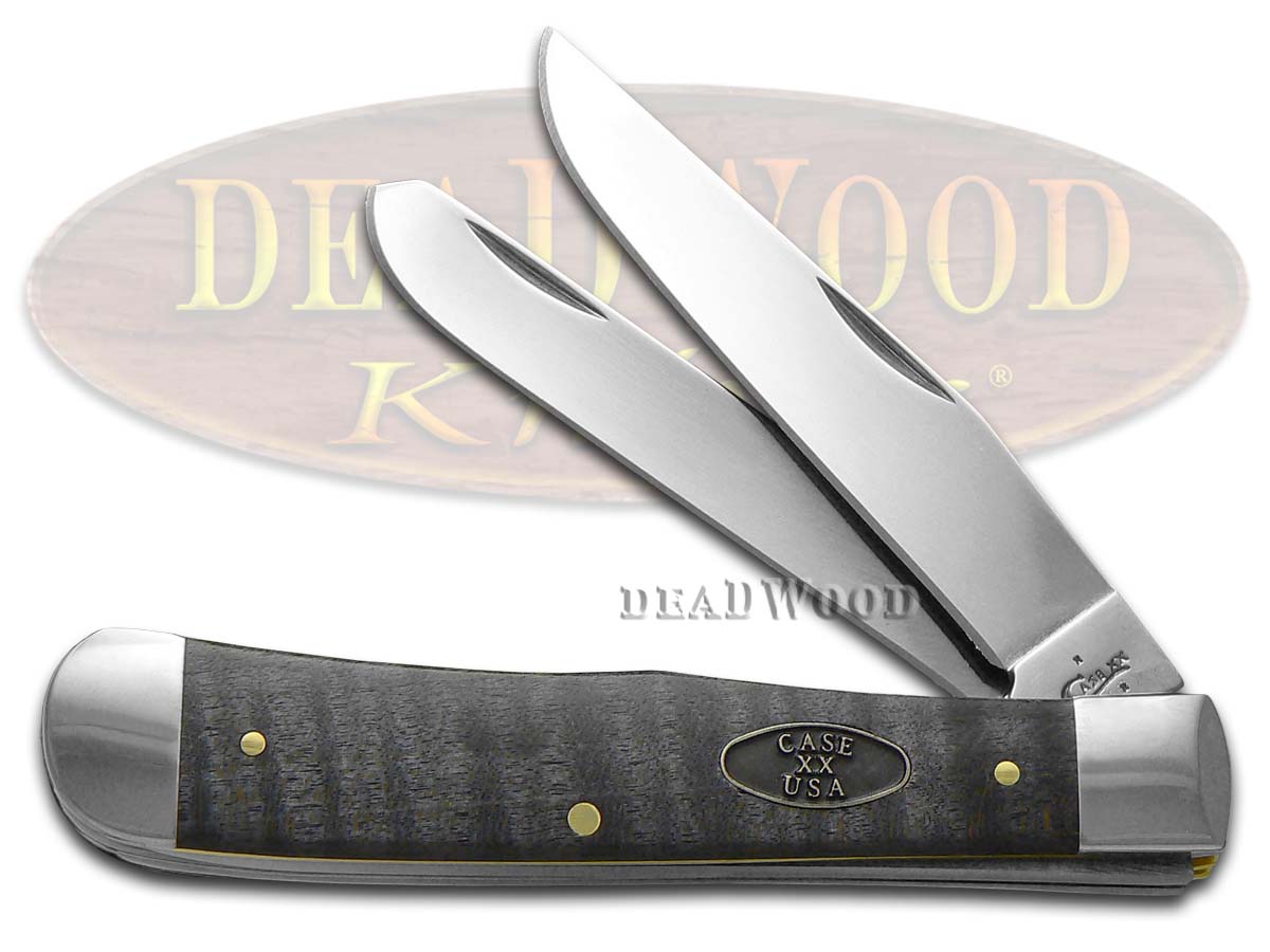 Case XX Smooth Black Curly Maple Wood Trapper Stainless Pocket Knife