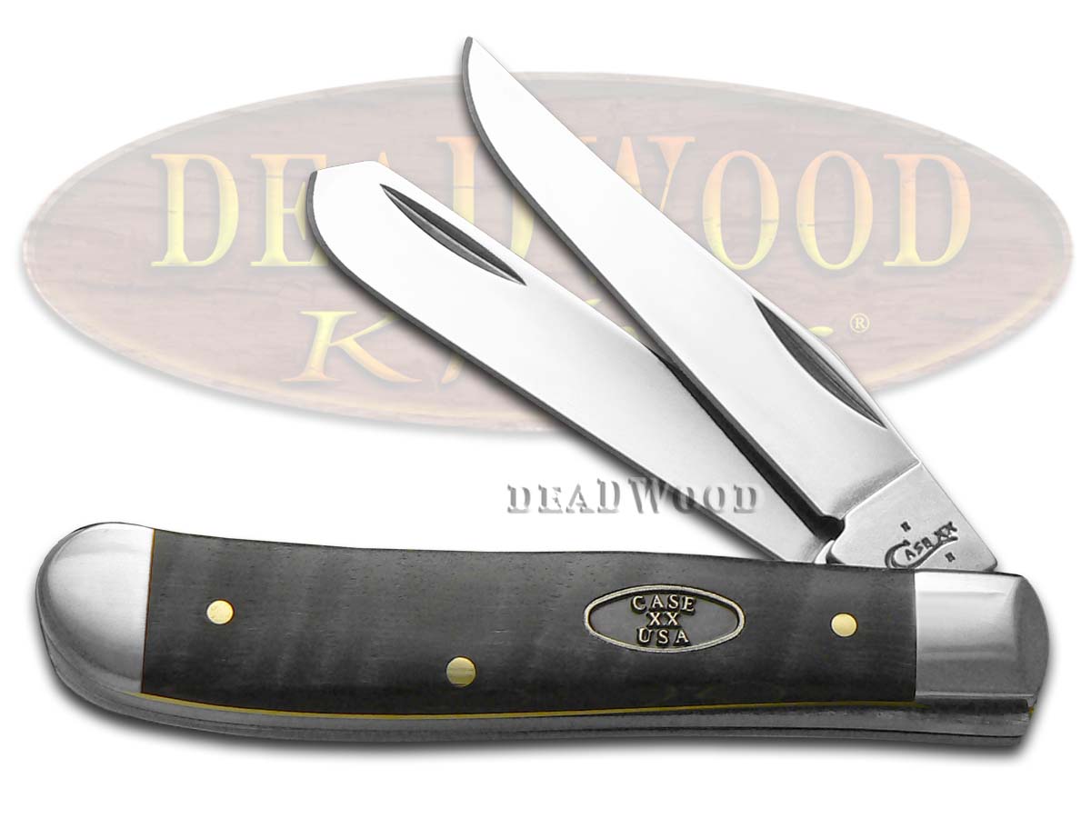 Case XX Smooth Black Curly Maple Wood Mini Trapper Stainless Pocket Knife