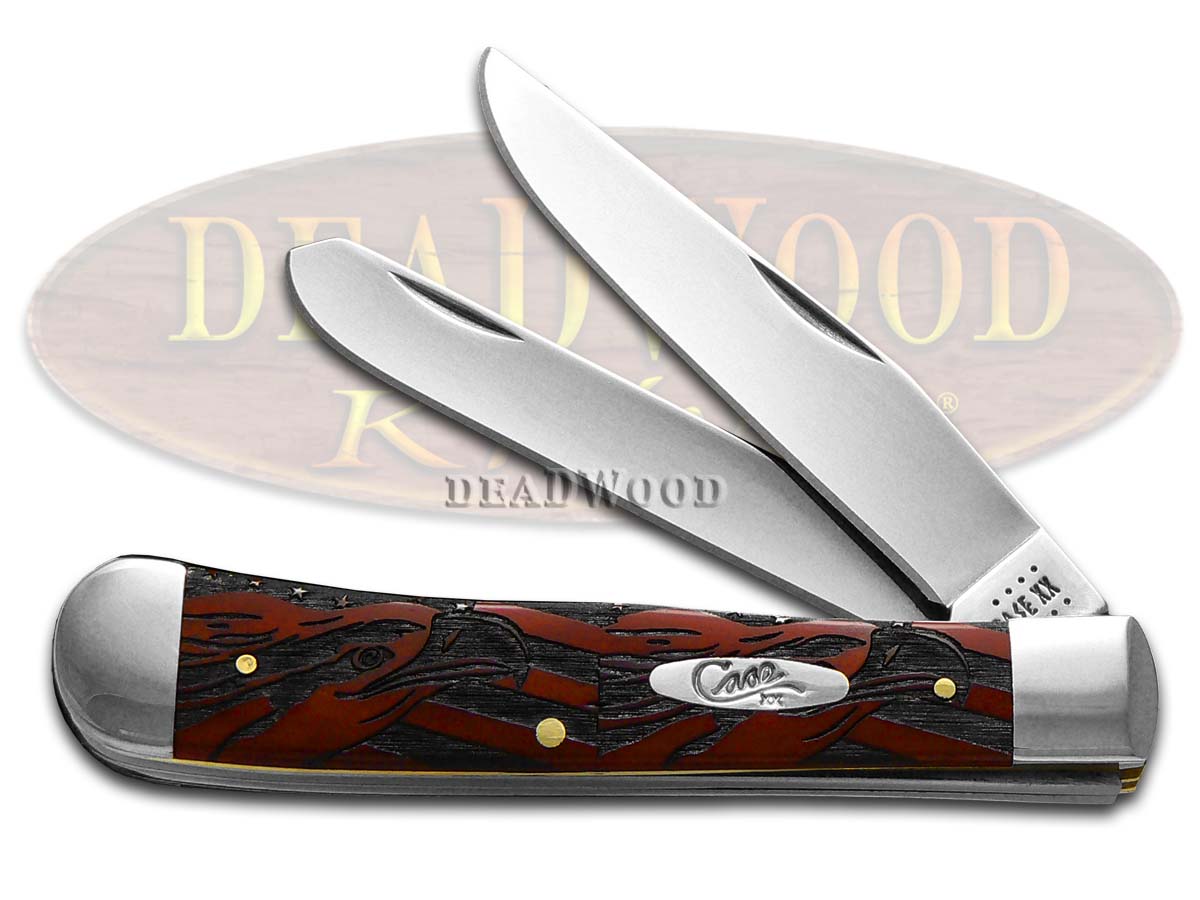 Case xx American Eagles Chestnut Bone Trapper 1/500 Stainless 28707A Pocket Knife Knives
