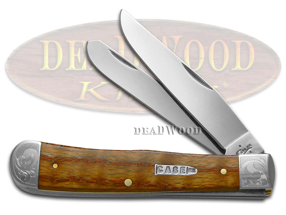 Case XX Scrolled Curly Oak Wood Trapper 1/300 Stainless Pocket Knife