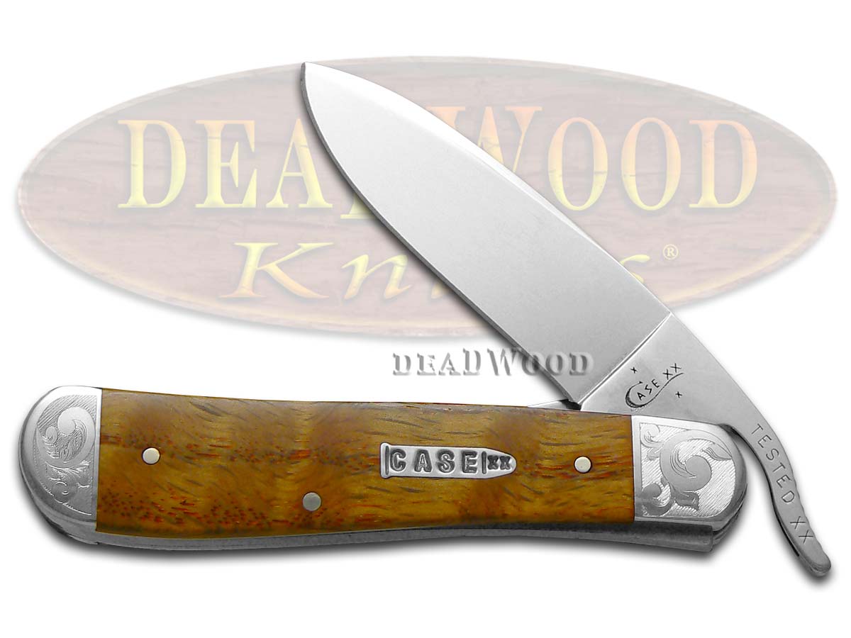 Case XX Scrolled Curly Oak Wood Russlock Stainless Pocket Knife