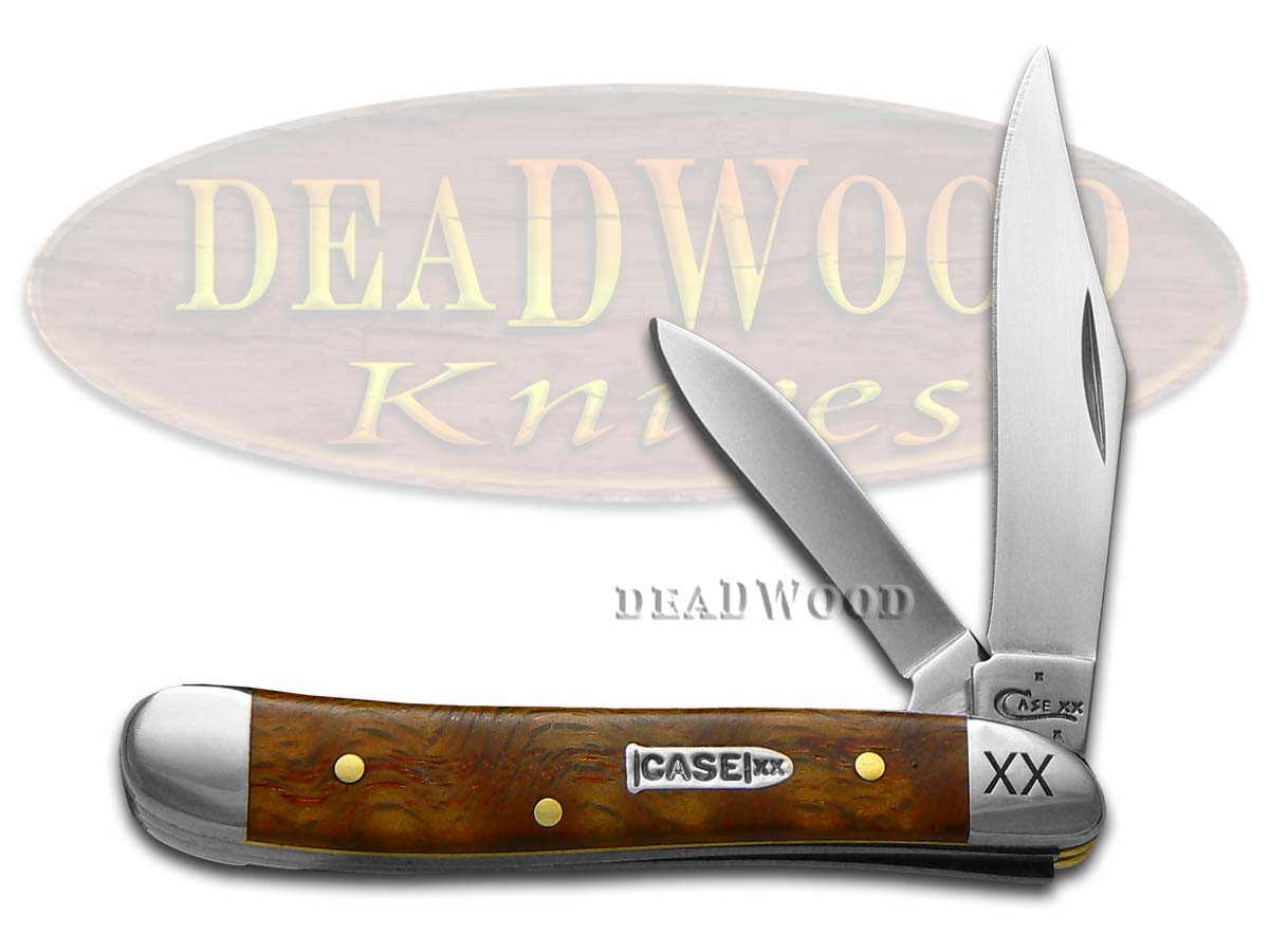 Case xx Peanut Knife Curly Oak Wood Handle 1/500 Stainless Pocket