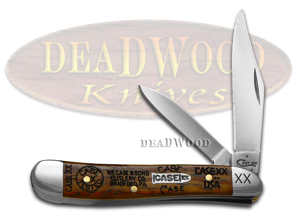 Case XX Tang Stamps Curly Oak Wood Peanut Stainless Pocket Knife