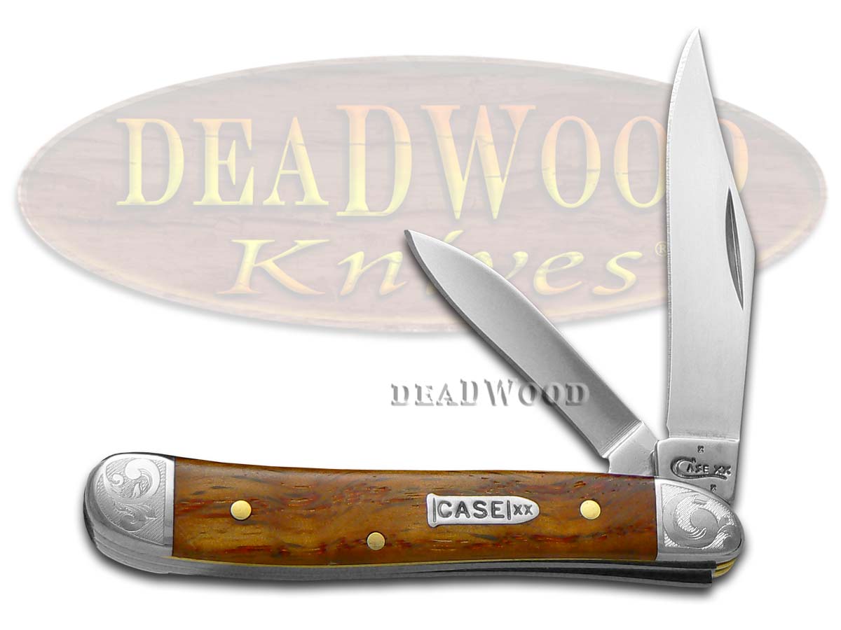 Case XX Scrolled Curly Oak Wood Peanut Stainless Pocket Knife