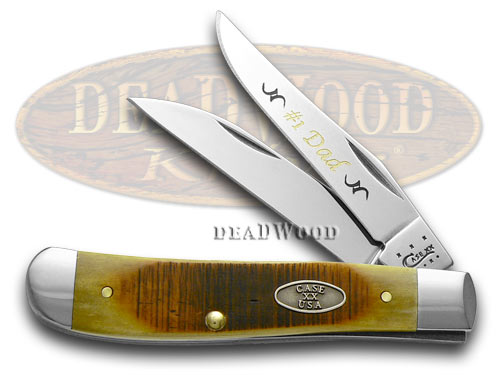 Case xx No.1 Dad Sawcut Antique Bone Stainless Mini Trapper 1/500 Pocket Knife Knives
