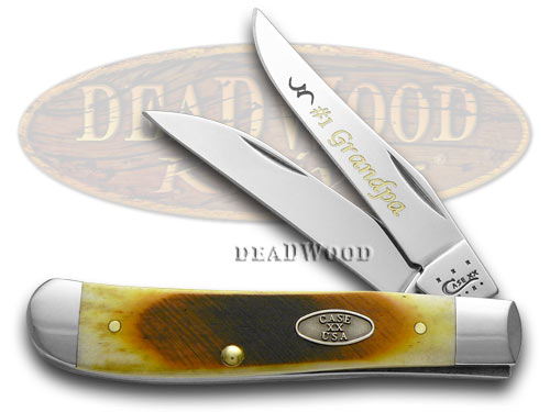 Case xx No.1 Grandpa Sawcut Bone Stainless Mini Trapper 1/500 Pocket Knife Knives