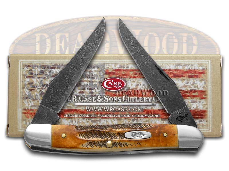 Case xx Muskrat Knife Damascus Steel 6.5 Bone Stag Handle Pocket Knives