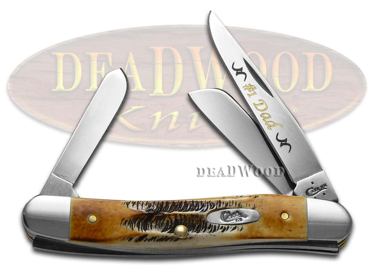 Case xx No.1 Dad BoneStag Medium Stockman 1/500 Stainless Pocket Knife Knives
