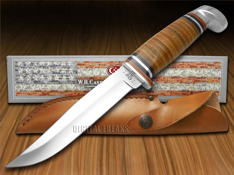 CASE XX Polished Leather Fixed Blade Hunter Stainless Knife 385 Knives