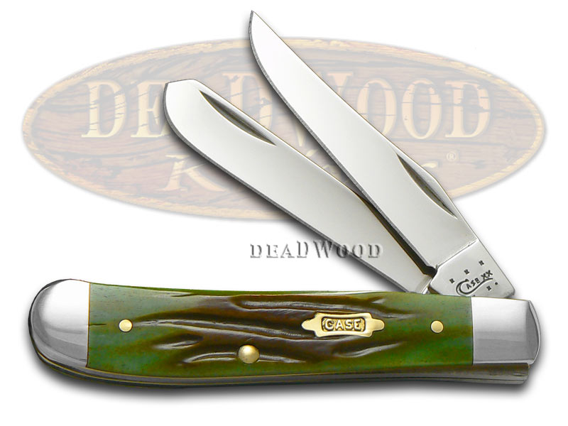 Case XX Worm Groove Moss Brown Bone Mini Trapper 1/1000 Stainless Pocket Knife