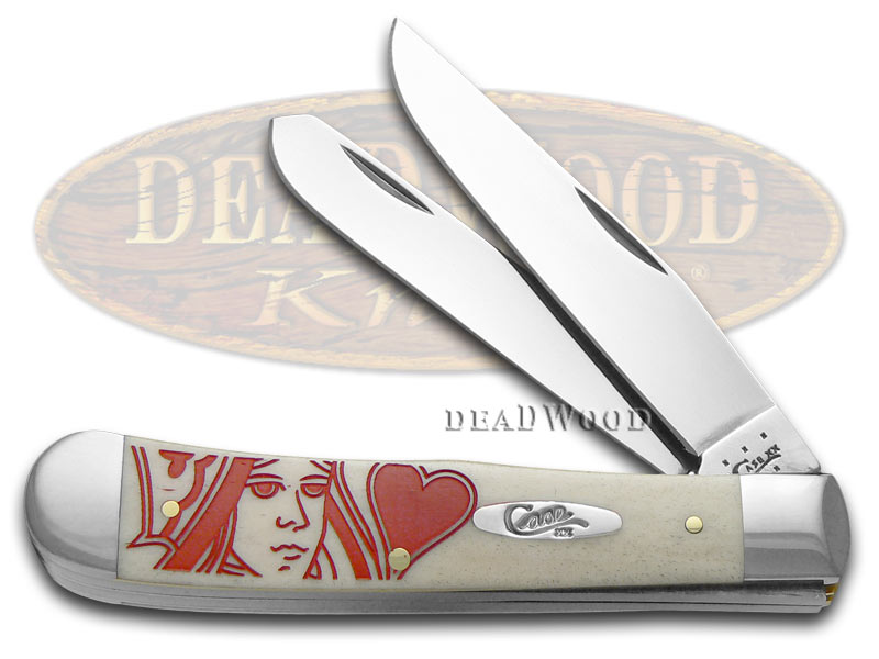 Case XX Queen of Hearts Natural Bone Trapper Stainless Pocket Knife