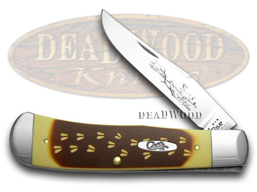 Case XX Deer Tracks Brown and Cream Delrin 1/300 Backpocket Knife