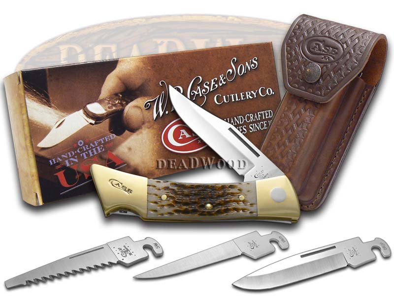 Case xx xxChanger Lockback Knife Jigged Amber Bone Stainless Pocket