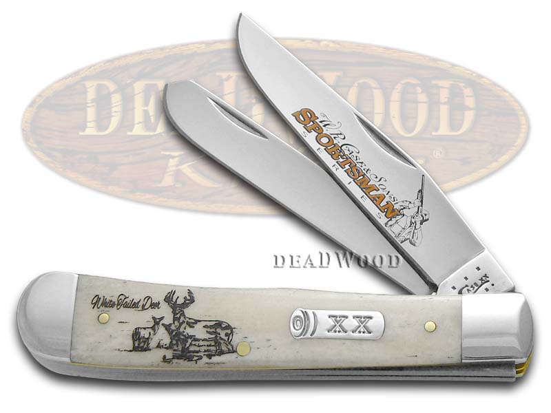 CASE XX Trapper Knife Whitetail Deer Natural Bone Sportsman Series
