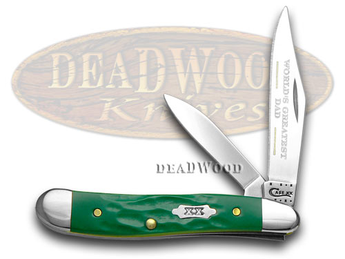 Case xx Rough Green World's Greatest Dad 1/500 Peanut Pocket Knife Knives