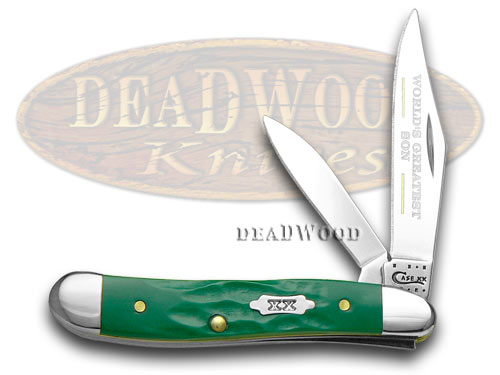 Case xx Rough Green World's Greatest Son 1/500 Peanut Pocket Knife Knives