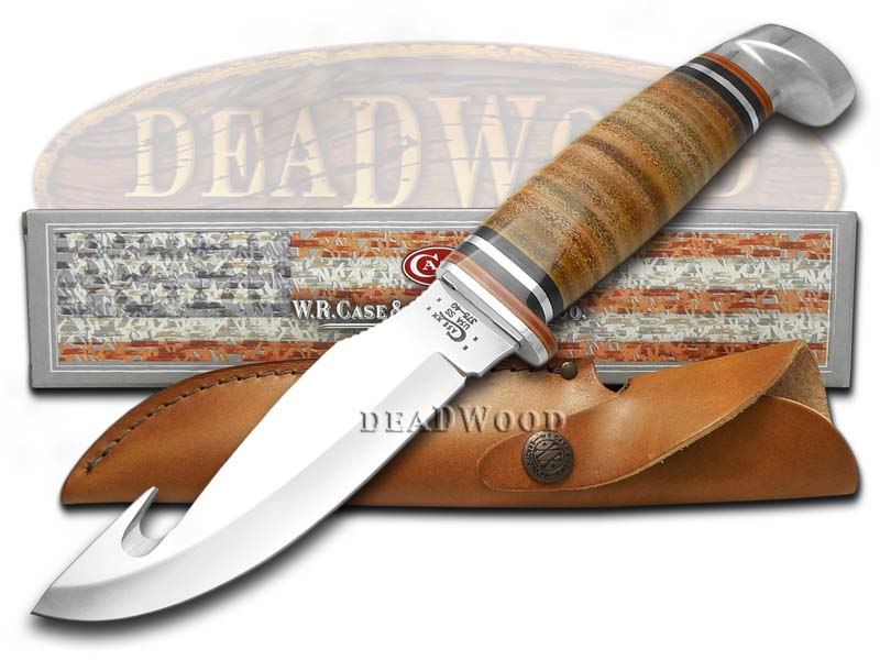 Case xx Fixed Blade Gut Hook Knife Polished Leather Handle Stainless