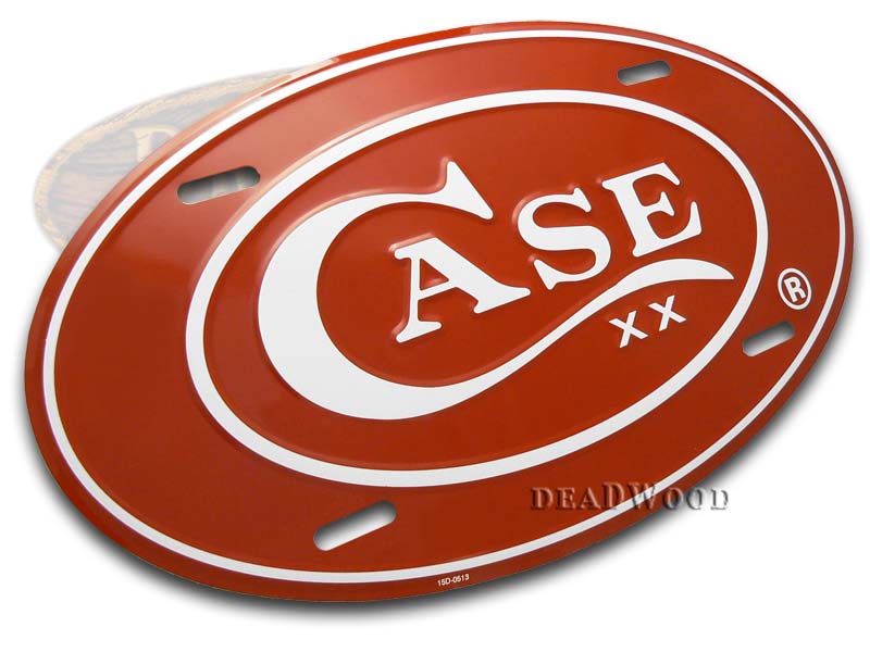 Case XX Red Oval Embossed Aluminum License Plate