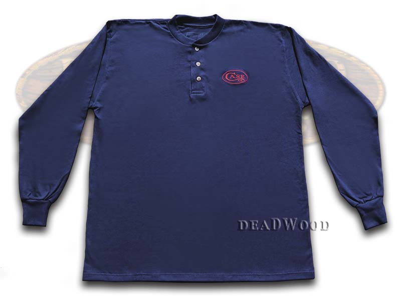 Case XX Navy Blue Long Sleeve Large T-Shirt Henley Cotton Jersey