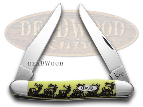 Case xx Yellow Delrin Elk Walking Muskrat Pocket Knife Knives CV