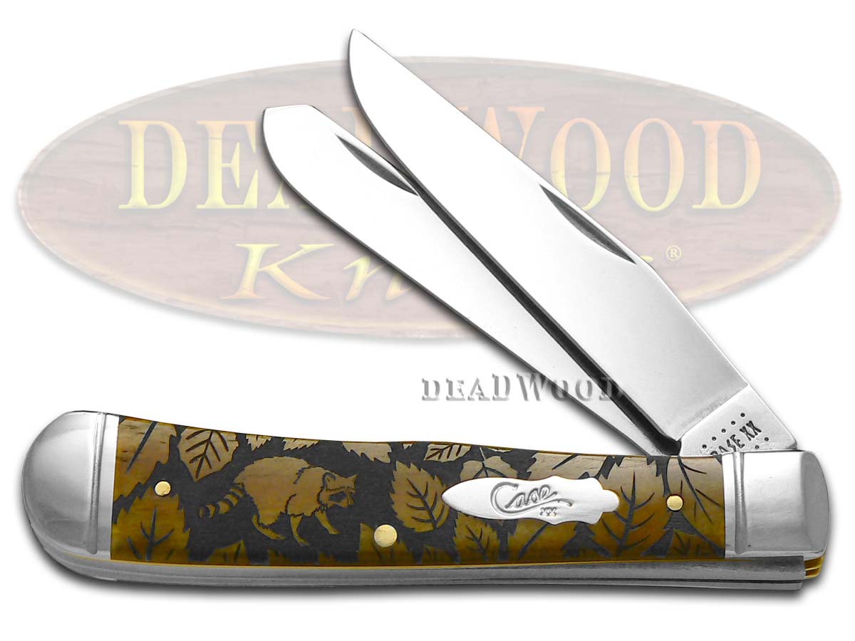 Case xx Racoon Wildlife Series Antique Bone Trapper 1/500 Stainless Pocket Knife Knives