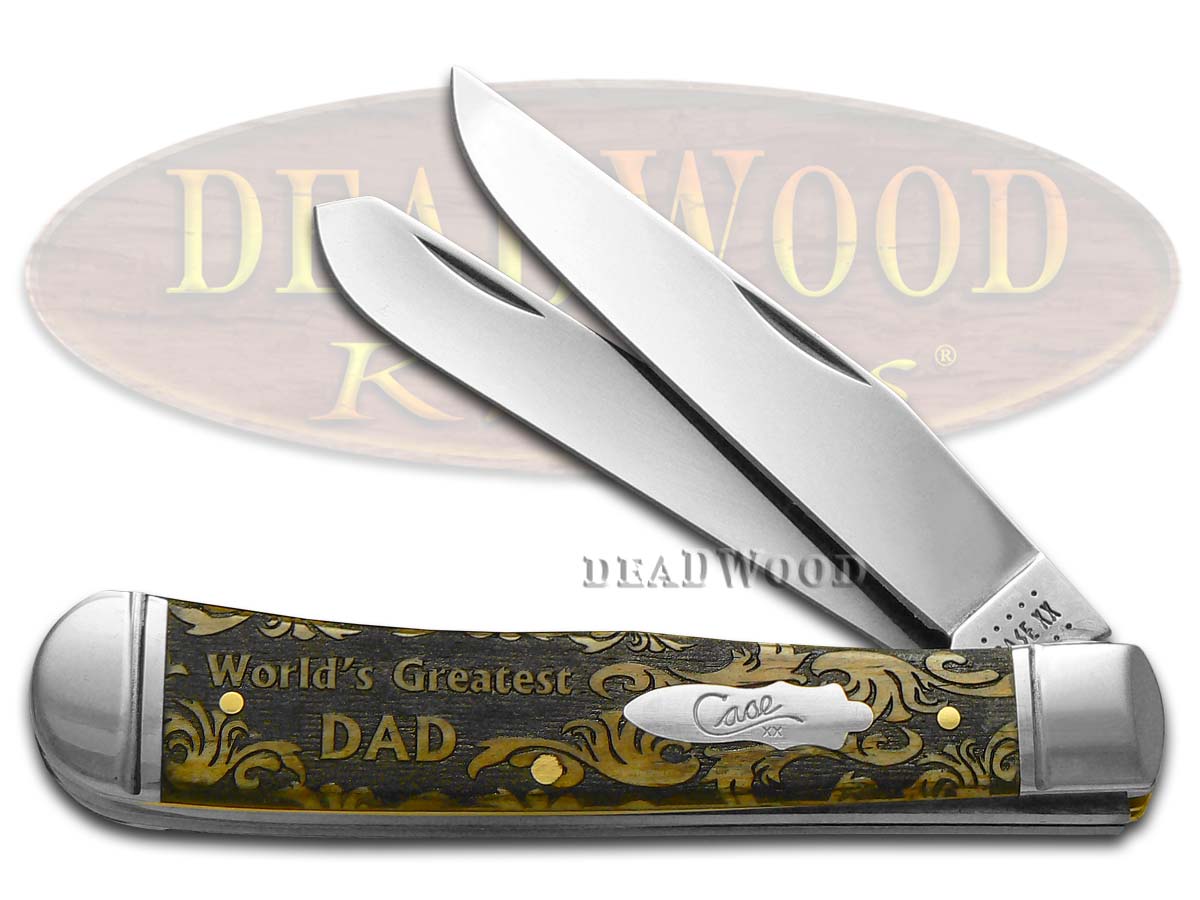 Case XX World's Greatest Dad Antique Bone Trapper 1/500 Stainless Pocket Knife