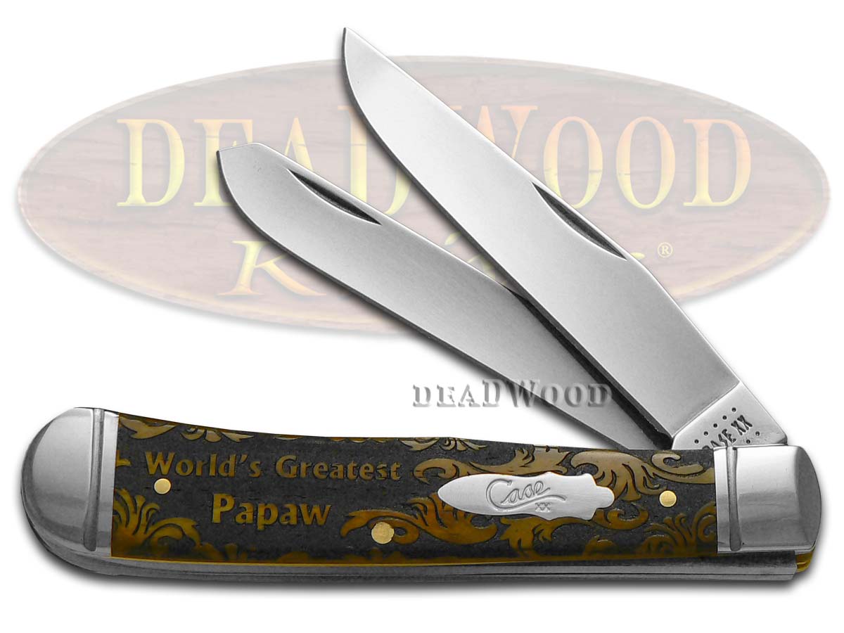 Case XX World's Greatest Papaw Antique Bone Trapper 1/500 Stainless Pocket Knife