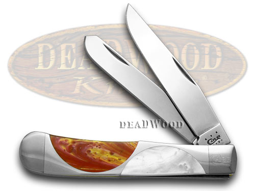 Case XX Sun Dance White Pearl and Nickel Silver Half Circle Trapper Pocket Knife