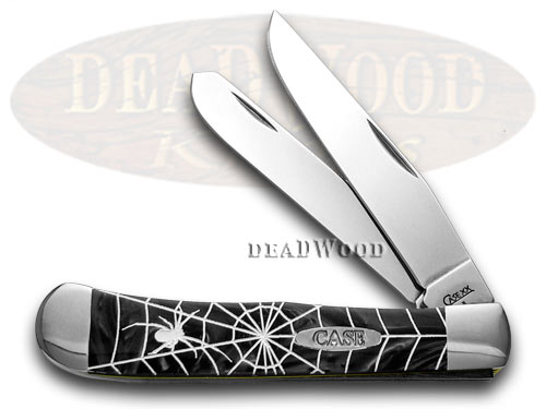Case XX Black Widow Etched Black Pearl Trapper - Black Widow Pocket Knife