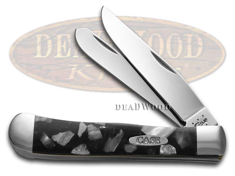 Case XX Smooth Chipped Black Pearl & White Pearl Corelon Trapper Stainless Pocket Knife