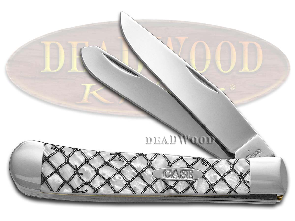 Case xx White Pearl Corelon Fishing Net Trapper 1/500 Stainless Pocket Knife Knives