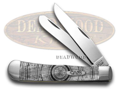Case XX Trapper - Tree Rings Etched White Pearl Corelon Pocket Knife