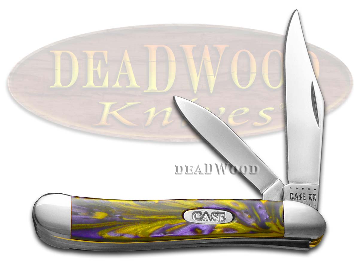 Case XX Yellow and Purple Corelon Peanut Tru-Sharp Stainless Pocket Knife