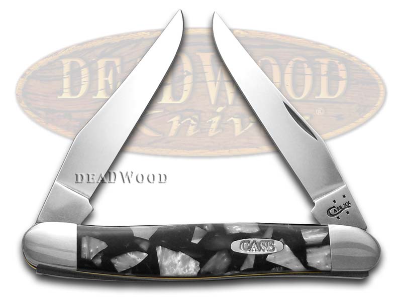 Case XX Chipped Black Pearl & White Pearl Corelon Muskrat Stainless Pocket Knife