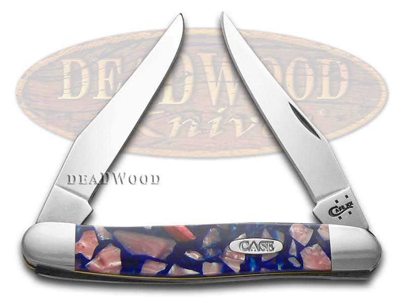 Case XX Chipped Blue Silk and Pink Pearl Corelon Muskrat Stainless Pocket Knife