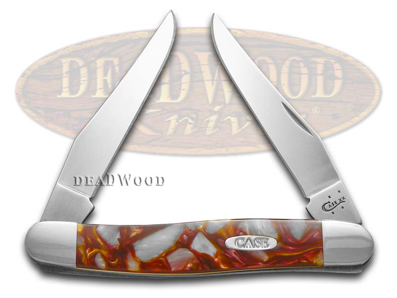 Case xx Chipped Sun Dance and White Pearl Corelon Muskrat Stainless Pocket Knife Knives
