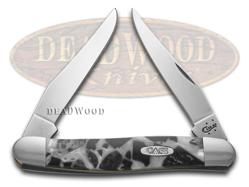 Case XX Chipped White Pearl and Black Pearl Corelon Muskrat Stainless Pocket Knife
