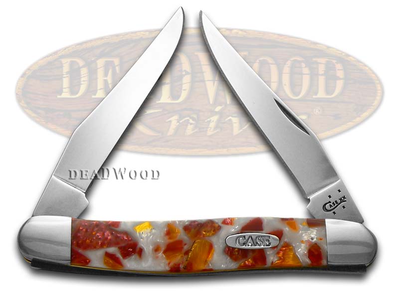 Case XX Smooth Chipped White Pearl & Sun Dance Corelon Muskrat Stainless Pocket Knife